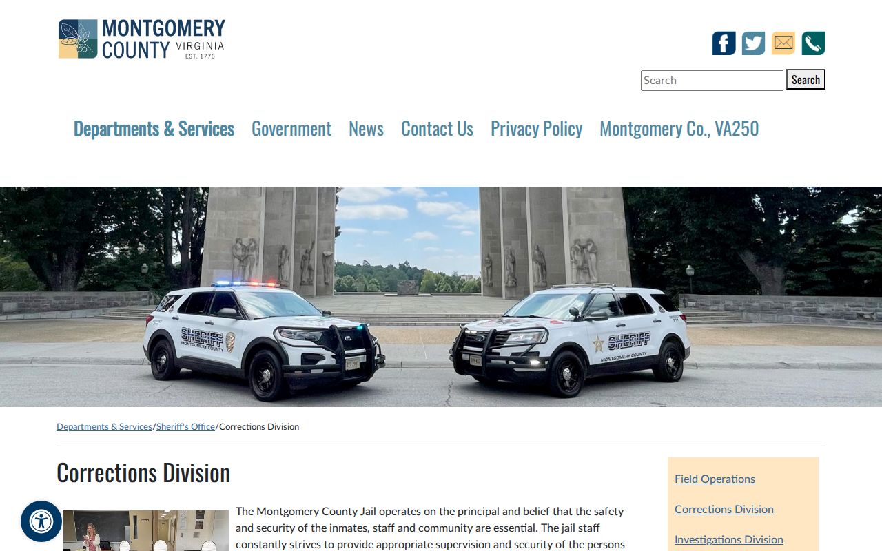 Montgomery County Jail release and records contact page