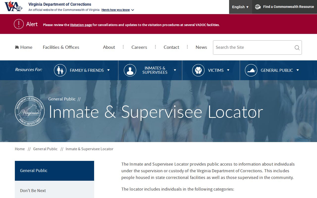 VADOC search for Montgomery County released inmate or supervisee records